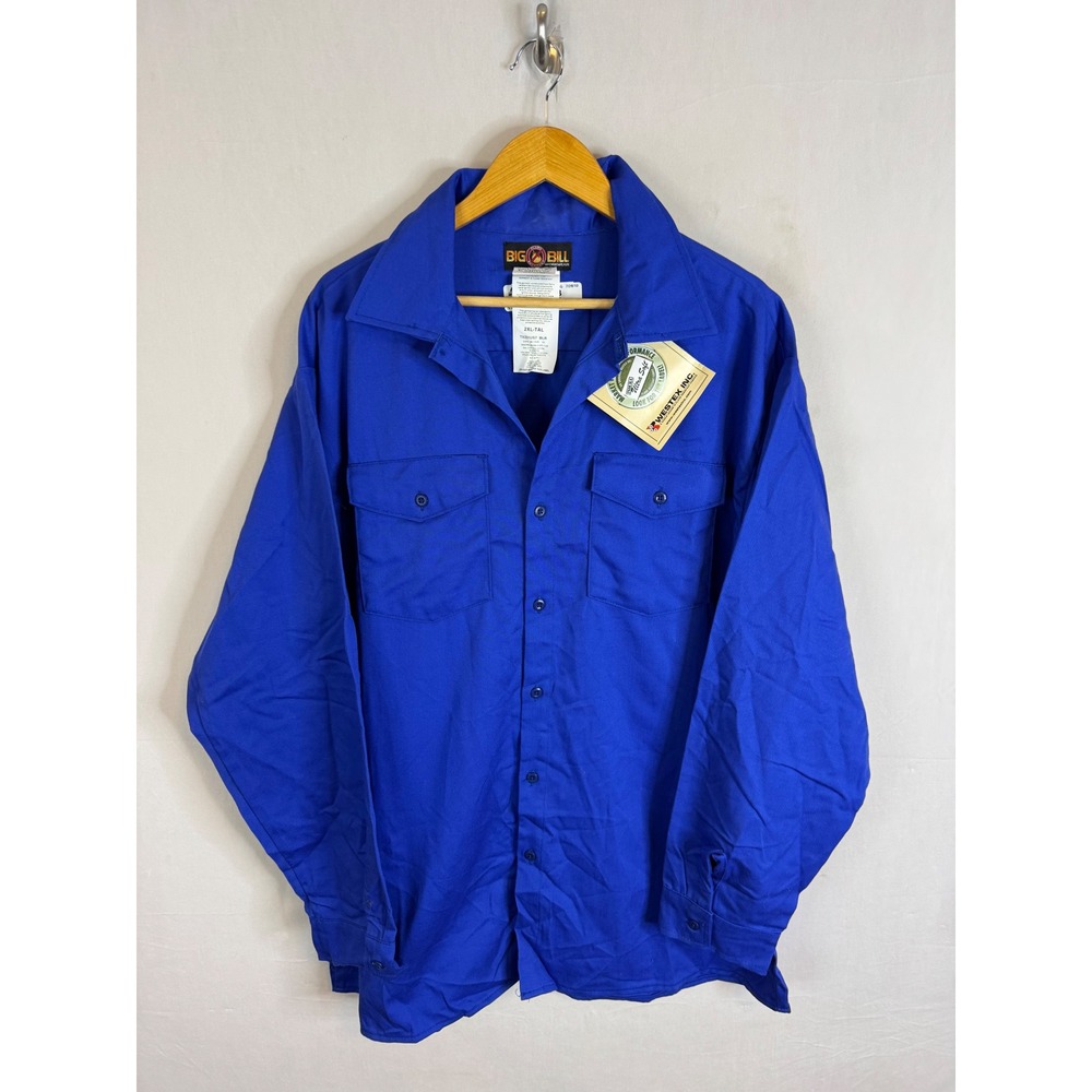 Big Bill Flame Resistant Work Shirt Blue 2XL Tall TX231US7 Indura Ultra Soft NWT